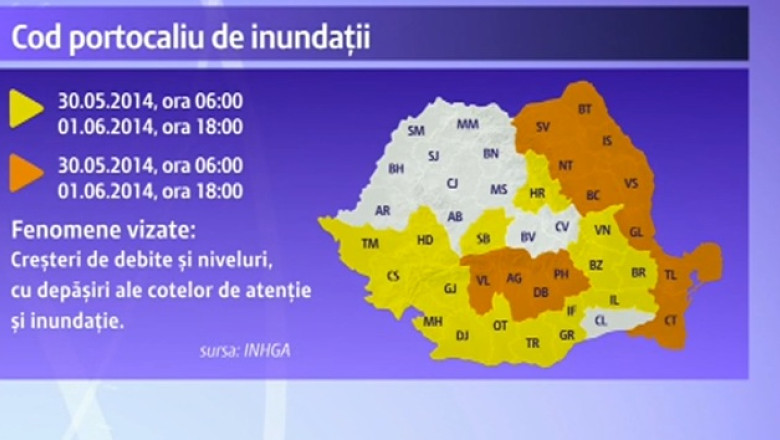Codul galben de vreme rea pentru 36 de judete a intrat in vigoare. Comandament de inundatii la Guvern Imagine