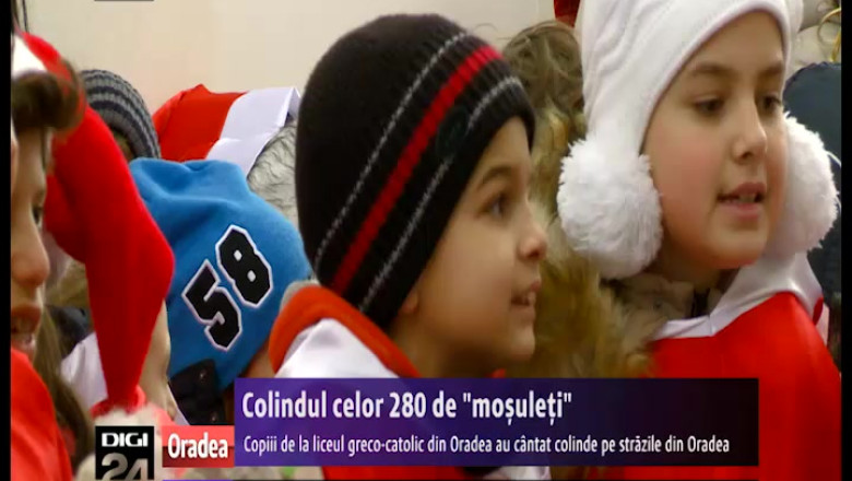 Colindul celor 280 de "mosuleti". Copiii de la liceul greco-catolic au cantat colinde pe strazile din Oradea Imagine