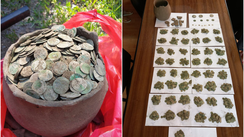 Comoara gasita intr-o padure din Bihor: aproape 5.000 de monede, vechi de 500 de ani. "Ne-au dat lacrimile de bucurie" Imagine