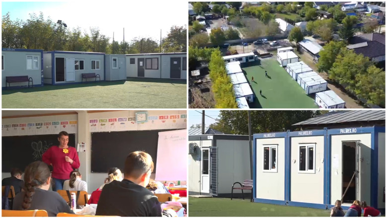 Comuna in care 200 de elevi invata in containere „provizorii” de trei ani. Cum explica primaria si constructorul intarzierea Imagine