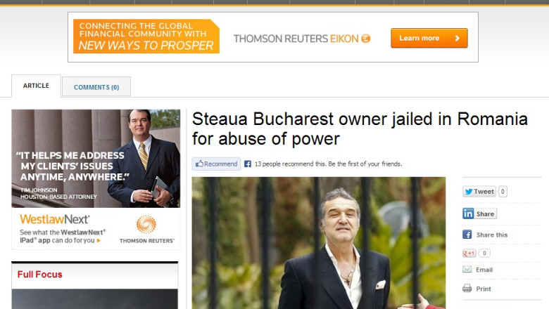 Condamnarea lui Gigi Becali, in presa straina Imagine