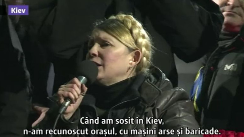 CORESPONDENTA DE LA KIEV. Iulia Timosenko, ovationata, dar si contestata pe Maidan Imagine