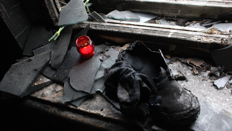 Corespondenta Digi24. Imagini din Casa Sindicatelor din Odessa, dupa masacrul in care au murit 46 de oameni Imagine