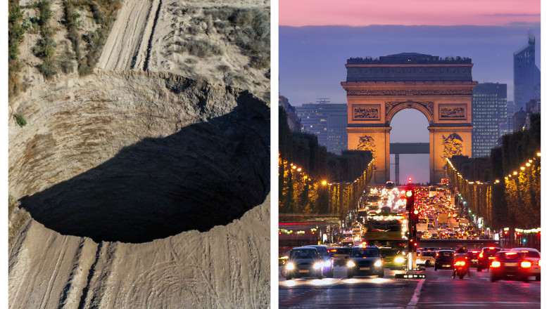 Craterul misterios aparut in Chile si-a dublat dimensiunea intr-o saptamana si poate „inghiti” acum Arcul de Triumf din Paris Imagine