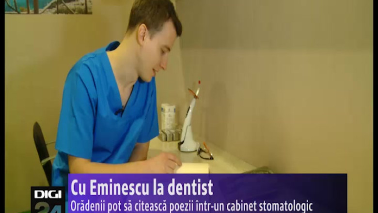 Cu Eminescu la dentist. Oradenii pot sa citeasca poezii intr-un cabinet stomatologic Imagine