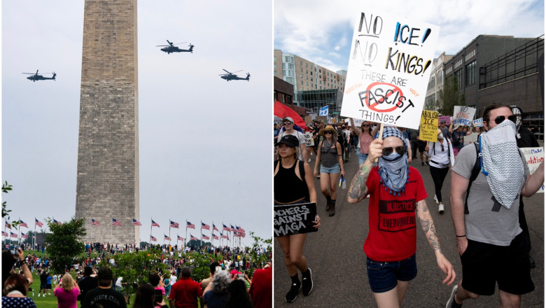 Cum a aratat parada militara desfasurata la Washington sub comanda lui Trump. Proteste in SUA, intr-o perioada de divizare in societate Imagine