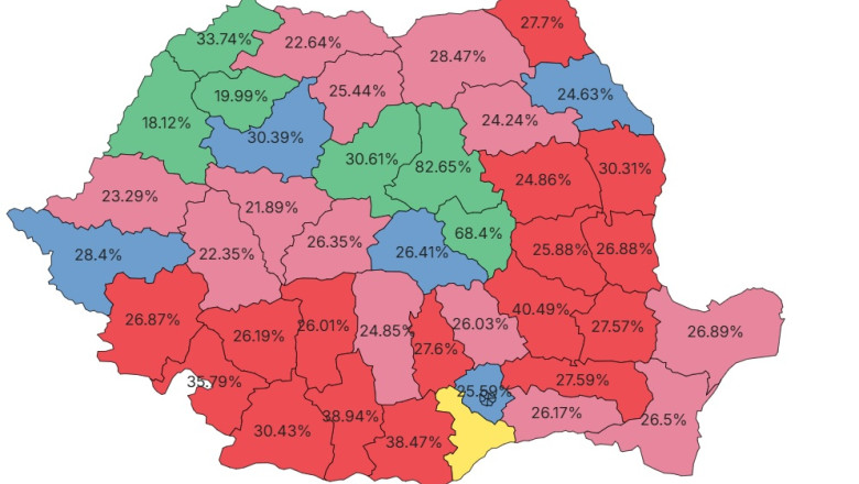 Cum s-a votat in tara. Georgescu a castigat 13 judete, multe fiefuri ale PNL. Ciolacu, in 16 judete, iar Lasconi in cinci Imagine