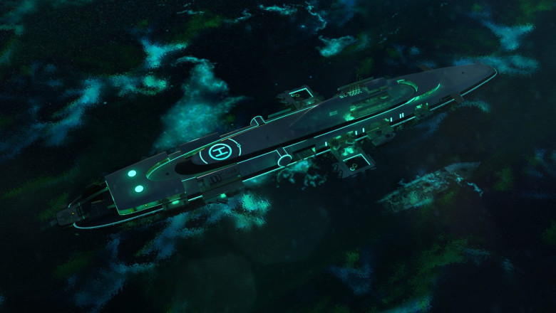 Cum va arata M5, superiahtul miliardarilor care se transforma in submarin. Va avea un heliport, un balon cu aer cald si un cinematograf Imagine