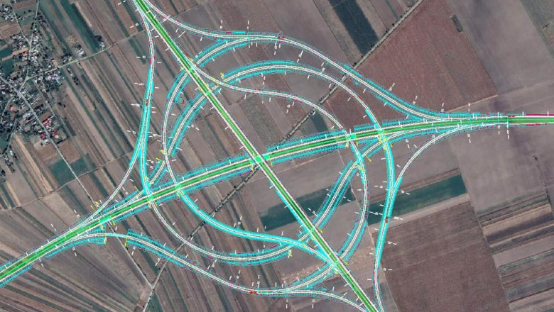 Cum va arata primul nod rutier de mare viteza de tip turbion din Romania. Va avea 12 pasaje, 8 bretele si 5 podete Imagine