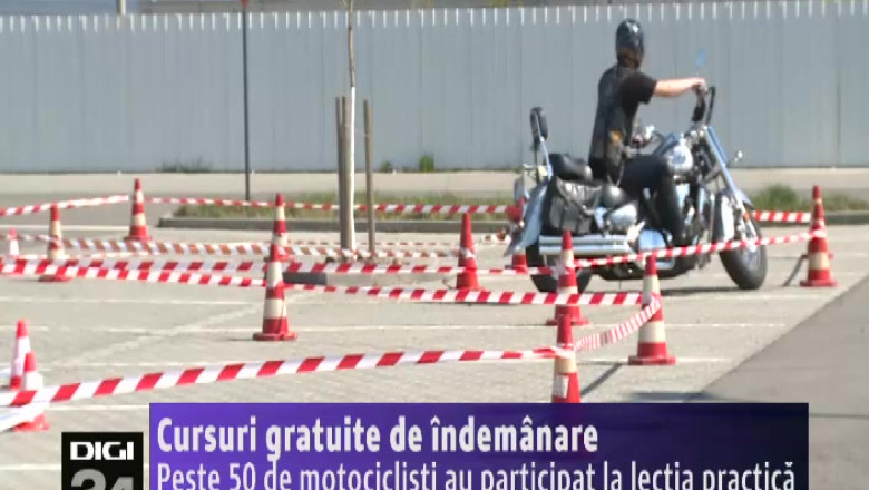 Cursuri gratuite de indemanare, la Severin. Peste 50 de motociclisti au participat la lectia practica Imagine