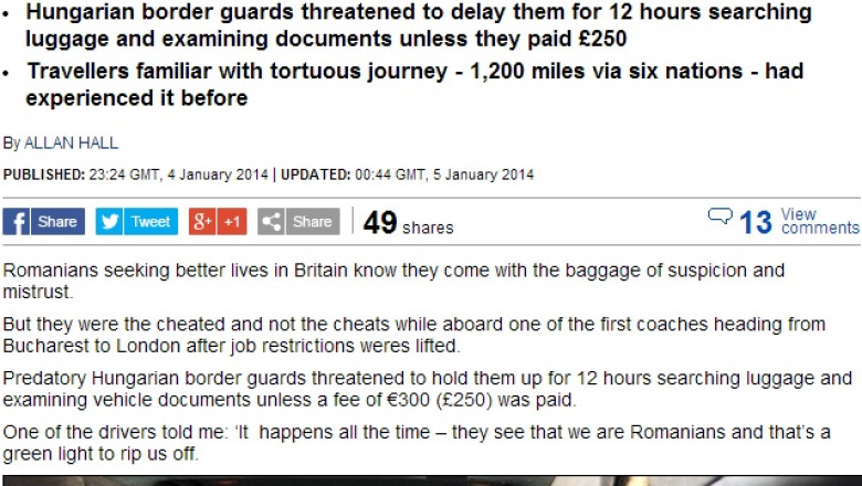 Daily Mail scrie ca vamesii unguri cer mita romanilor din autocarele care se indreapta catre Marea Britanie Imagine