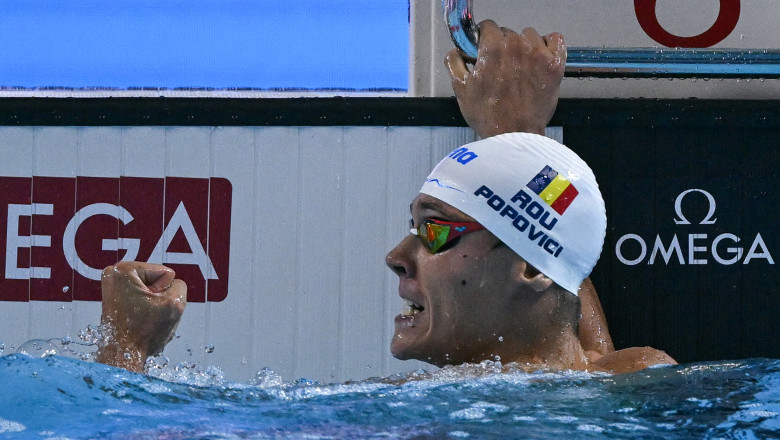 David Popovici, aur la 200 de metri liber la Campionatul Mondial de Natatie. Romanul a castigat acest titlu pentru a doua oara Imagine