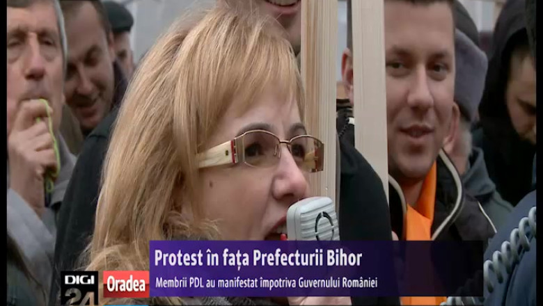Democrat-liberalii din Bihor au protestat in fata Prefecturii impotriva Guvernului Imagine