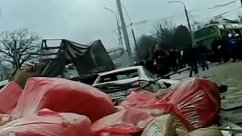 Dezastru in Rusia. 15 masini distruse intr-un accident auto Imagine