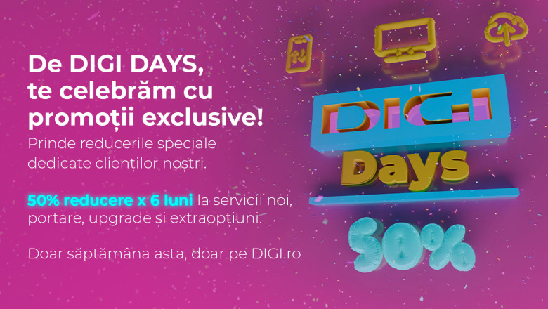 “DIGI Days” rasplateste loialitatea clientilor existenti cu 50% reducere, in primele 6 luni Imagine