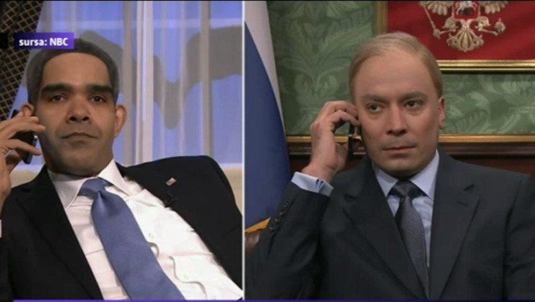 Discutie Obama - Putin, parodiata la NBC. Cele doua personaje vorbesc la telefon despre situatia din Ucraina Imagine