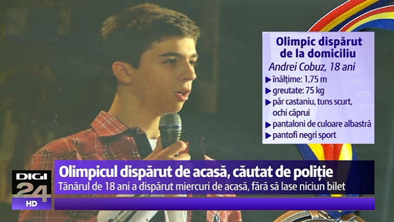 Disparut fara urma. Tanarul olimpic din Bacau este cautat in continuare in toata tara. Andrei Cobuz, in varsta de 18 ani, nu este de gasit de miercuri Imagine