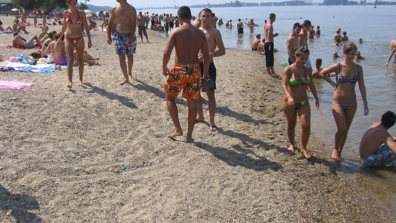 Distractie pe malul Dunarii. Turistii cu buget redus aleg plaja Bascov, de langa Calafat Imagine