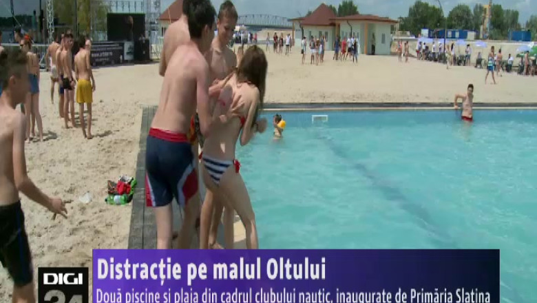 Distractie pe malul Oltului. Doua piscine si plaja din cadrul clubului nautic, inaugurate de Primaria Slatina   Imagine