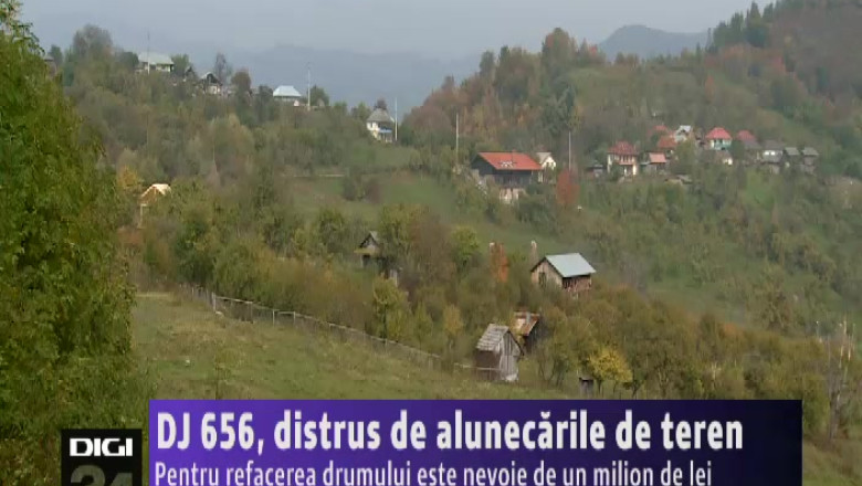 DJ 656, distrus de alunecarile de teren. Pentru refacerea drumului este nevoie de un milion de lei   Imagine