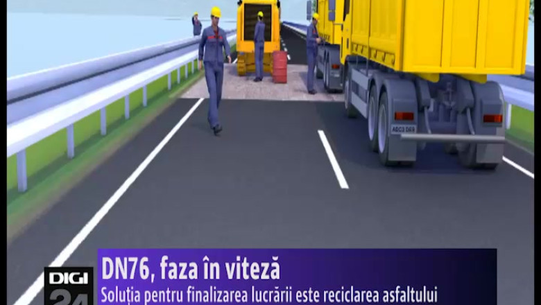 DN76, faza in viteza. Solutia pentru finalizarea lucrarii este reciclarea asfaltului Imagine