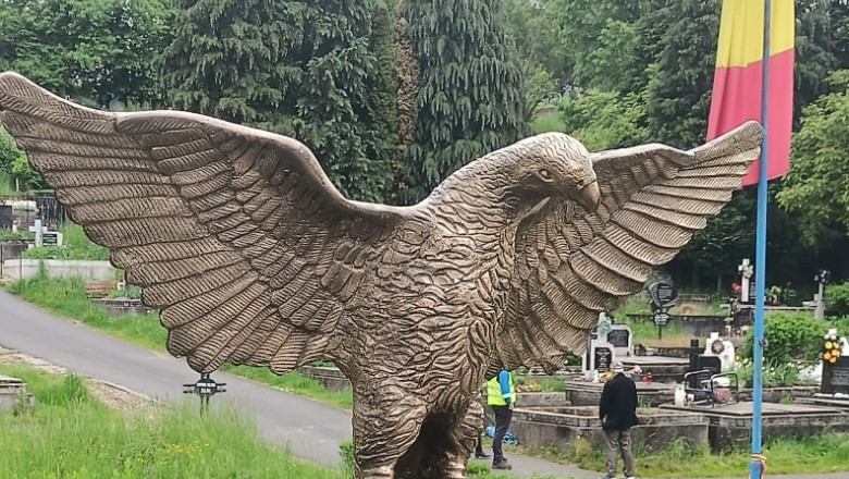 Doi tineri din Zalau au furat un vultur de bronz, de 100 kg, de pe un monument si apoi l-au vandut Imagine