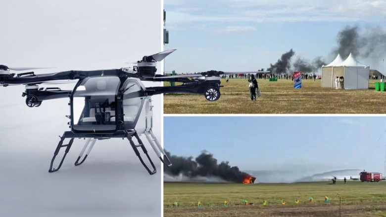 Doua masini zburatoare s-au ciocnit la un spectacol aerian din China Imagine