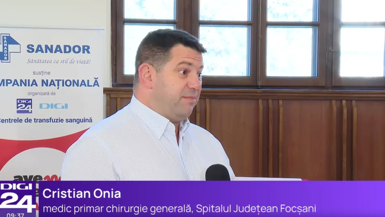 Dr. Cristian Onia, medic primar chirurgie generala la Spitalul Judetean Focsani: Donarea de sange inseamna oferirea unei sanse la viata Imagine
