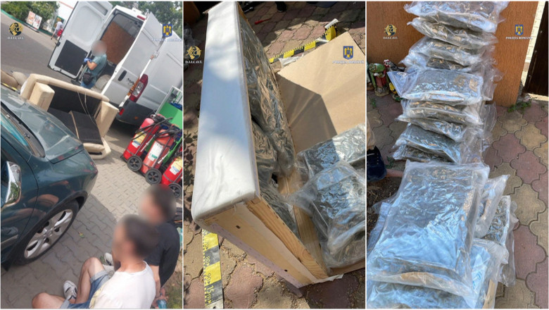 Droguri ascunse intr-o canapea. Doi tineri din Teleorman, prinsi in flagrant cu 53 kg de canabis in Capitala Imagine