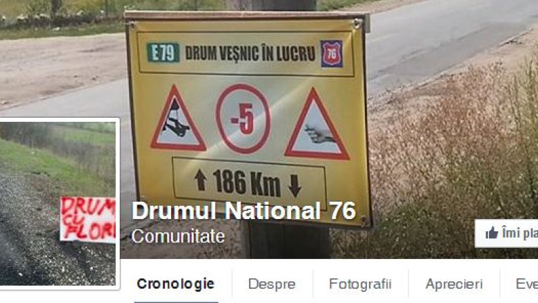 Drum cu pagina pe Facebook. Gropile de pe DN76, care leaga Oradea de Deva, prezentate online Imagine