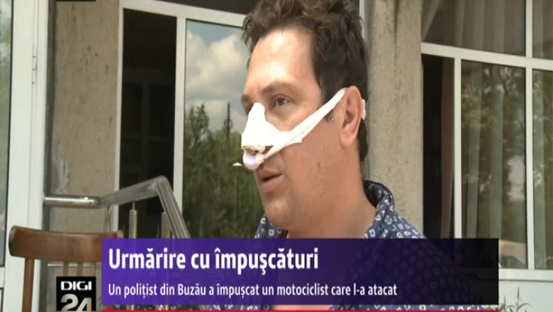 Dupa o urmarire ca in filme, un politist din Buzau a impuscat un motociclist care l-a atacat Imagine
