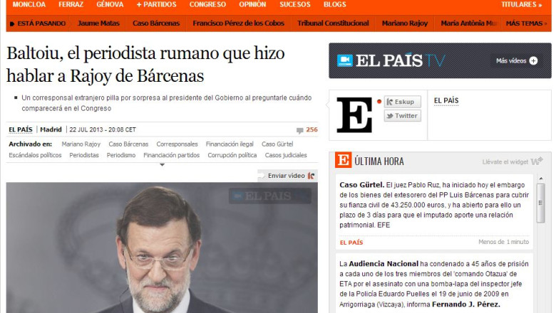 El Pais: „Baltoiu, ziaristul roman care l-a facut pe Rajoy sa vorbeasca despre Barcenas” Imagine