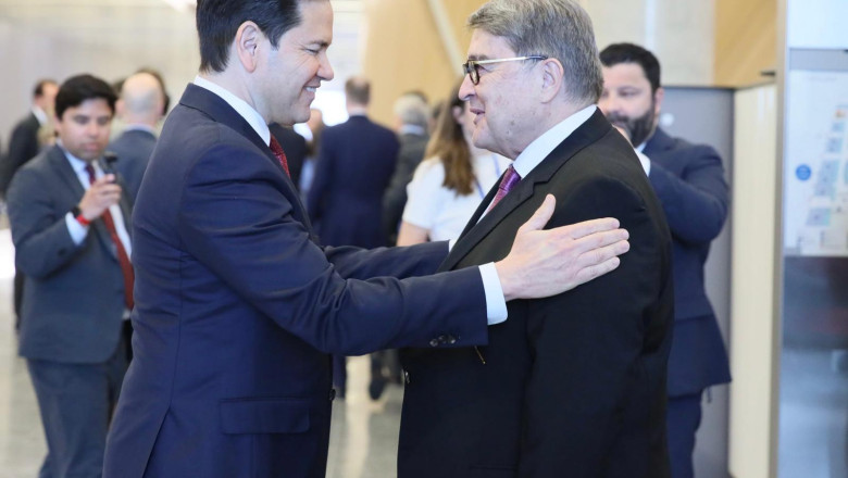 Emil Hurezeanu s-a intalnit cu secretarul de stat al SUA, Marco Rubio, la Bruxelles Imagine