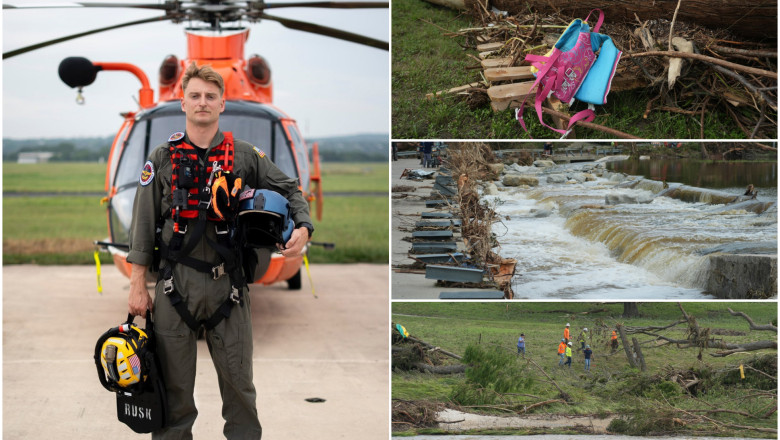 Erou in prima misiune. Un tanar din Garda de Coasta a SUA a salvat 165 de copii din inundatiile din Texas Imagine