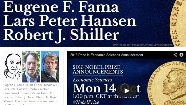 Eugene Fama, Lars Peter Hansen si Robert Schiller, laureatii premiului Nobel pentru Economie Imagine