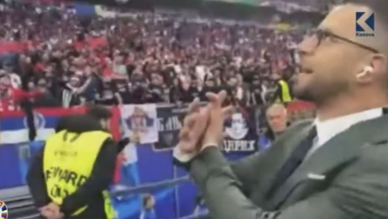EURO 2024: Un jurnalist a ramas fara acreditare dupa ce i-a provocat pe fanii sarbi imitand vulturul albanez Imagine