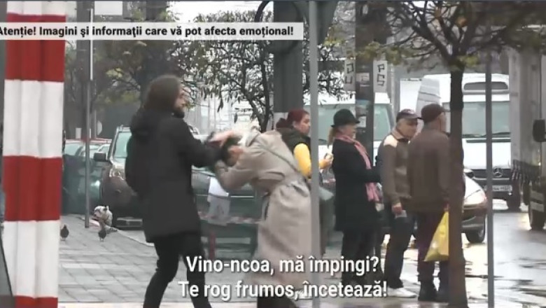 Experiment social. Cand o femeie e agresata si lovita pe strada, romanii trec nepasatori, iar unii filmeaza Imagine