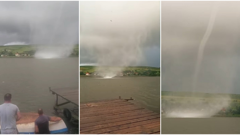 Fenomen rar pe un lac din judetul Cluj: tromba uriasa pe luciul apei. Imaginile filmate de un martor au devenit virale Imagine