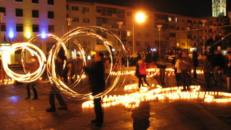 Festivalul Luminii la Iasi, pe pietonalul Stefan cel Mare si Sfant Imagine