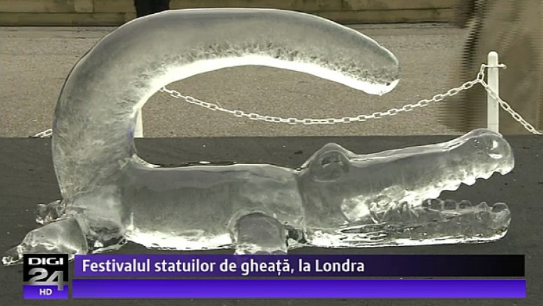 Festivalul statuilor de gheata la Londra: „Spiritul raului” cu foci si crocodili pe malul Tamisei Imagine