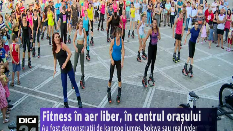 Fitness in aer liber, in centrul orasului. Au fost demonstratii de kangoo jumps, bokwa sau real ryder Imagine