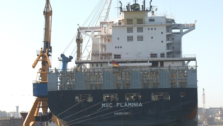 Flaminia, in santier pentru reparatii. Portcontainerul s-a intors in Romania in aceasta dimineata Imagine