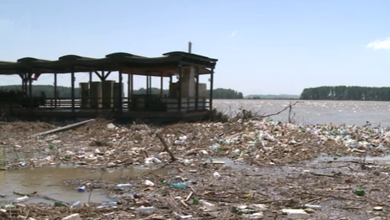 Fluviul gunoaielor. Tone de sticle de plastic, lemne si resturi menajere polueaza Dunarea Imagine
