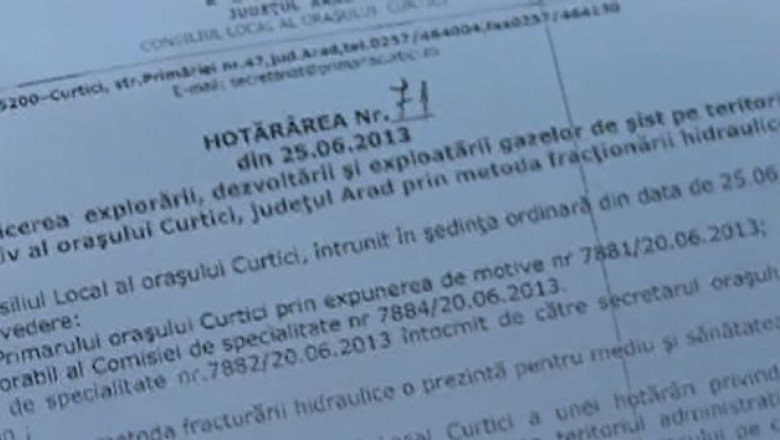 Forma de protest, in vestul tarii, fata de gazele de sist: o hotarare de consiliu local  Imagine