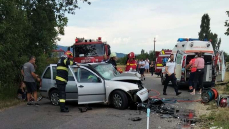 FOTO. Opt persoane, intre care cinci minori, ranite intr-un accident, in apropiere de Hateg. A fost declansat Panul Rosu de Interventie Imagine