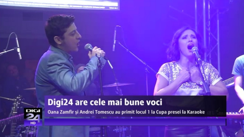 FOTO VIDEO Jurnalistii Digi24 Oana Zamfir si Andrei Tomescu castiga Premiul I la Cupa Presei la karaoke Imagine