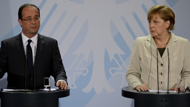 Francois Hollande, Angela Merkel si Jose Manuel Barroso se intalnesc la Bruxelles Imagine