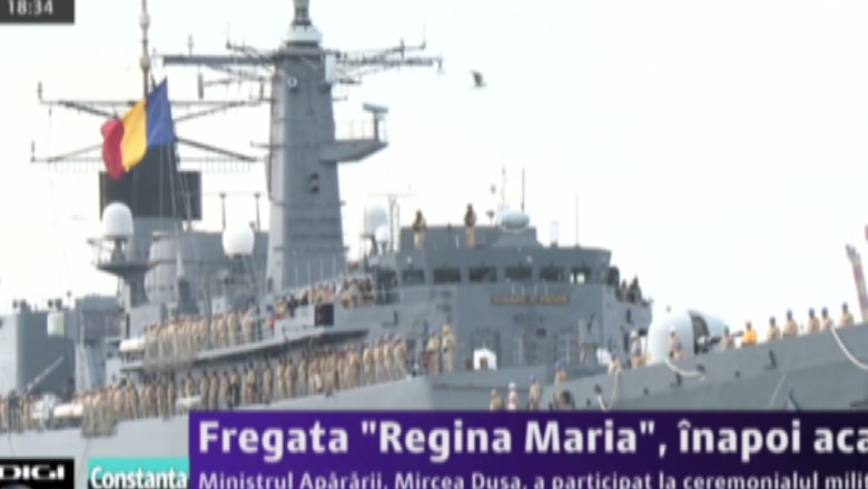 Fregata "Regina Maria", inapoi acasa. Ministrul Apararii, Mircea Dusa, a participat la ceremonialul militar Imagine