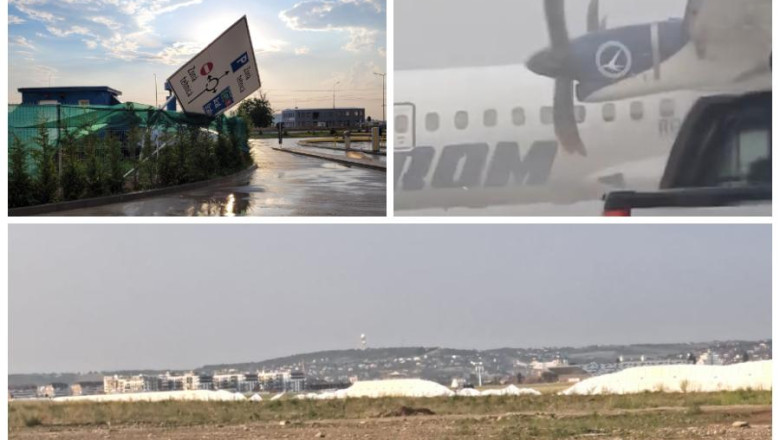 Furtuna a rupt gardul Aeroportului Oradea. Un avion TAROM nu a mai decolat Imagine