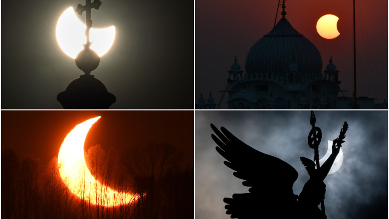 GALERIE FOTO Eclipsa partiala de Soare din Islanda pana in India. De unde s-a vazut punctul maxim de acoperire a Soarelui Imagine